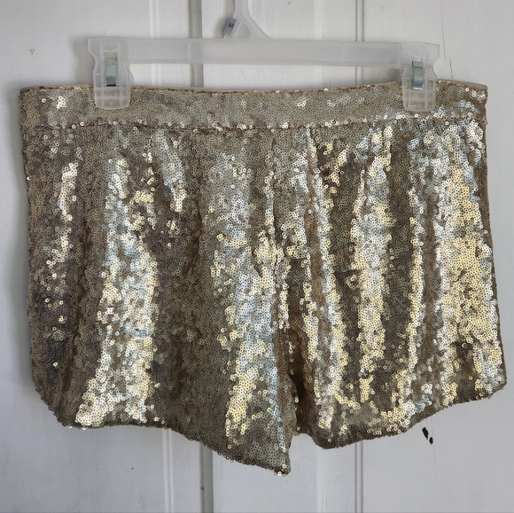 Jessica Simpson Gold Sequined Antoinette Party Shorts 2.5" Inseam Women's L - Picture 2 of 6
